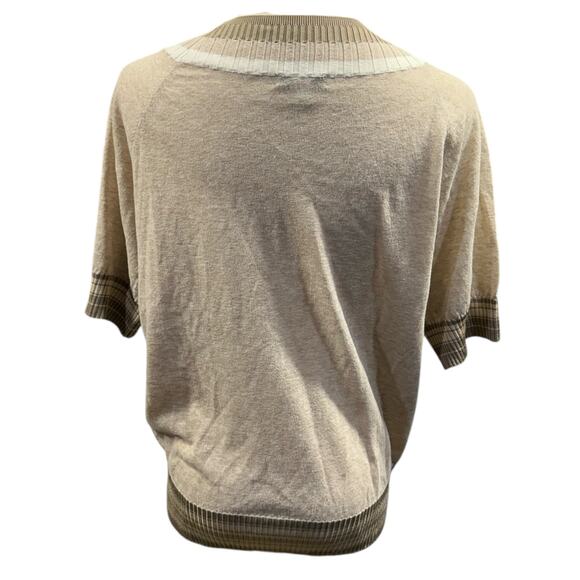 Reiss Sadie Cotton Blend Marled V-Neck Knit Top in Neutral - Picture 8 of 11